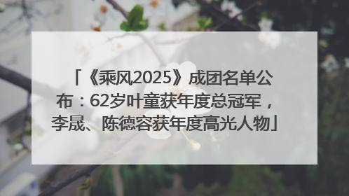 《乘风2025》成团名单公布：62岁叶童获年度总冠军，李晟、陈德容获年度高光人物