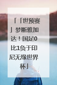 「世预赛」梦断雅加达！国足0比1负于印尼无缘世界杯