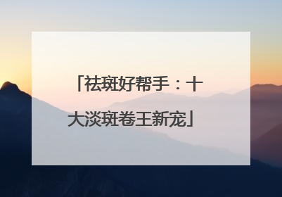 祛斑好帮手：十大淡斑卷王新宠