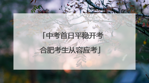 中考首日平稳开考 合肥考生从容应考