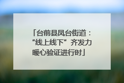 台前县凤台街道：“线上线下”齐发力 暖心验证进行时