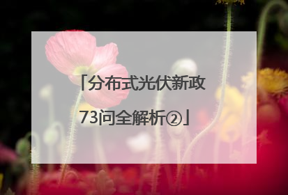 分布式光伏新政73问全解析②