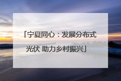 宁夏同心：发展分布式光伏 助力乡村振兴