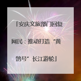 安庆文旅部门回复网民：推动打造“黄鹄号”长江游轮