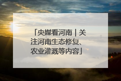 央媒看河南｜关注河南生态修复、农业灌溉等内容