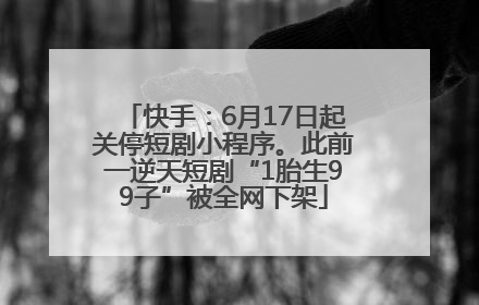 快手：6月17日起关停短剧小程序。此前一逆天短剧“1胎生99子”被全网下架