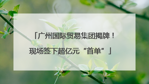 广州国际贸易集团揭牌！现场签下超亿元“首单”