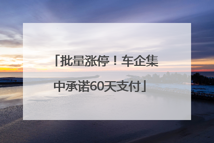 批量涨停！车企集中承诺60天支付