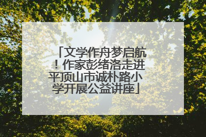 文学作舟梦启航！作家彭绪洛走进平顶山市诚朴路小学开展公益讲座