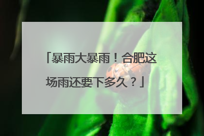 暴雨大暴雨！合肥这场雨还要下多久？