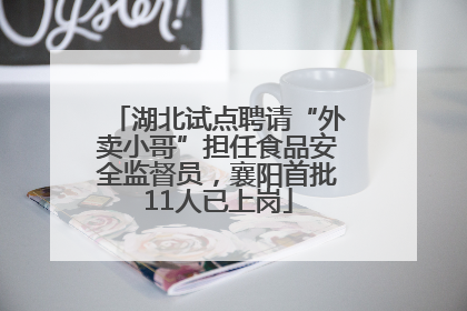 湖北试点聘请“外卖小哥”担任食品安全监督员，襄阳首批11人已上岗