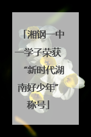 湘钢一中一学子荣获“新时代湖南好少年”称号