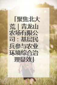 聚焦北大荒｜青龙山农场有限公司：基层民兵参与农业环境综合治理显效