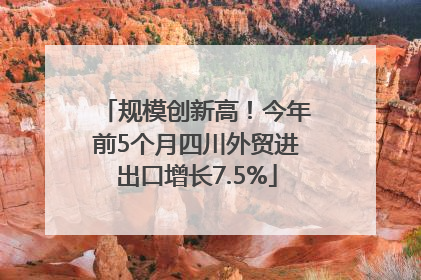 规模创新高！今年前5个月四川外贸进出口增长7.5%