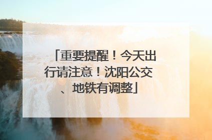 重要提醒！今天出行请注意！沈阳公交、地铁有调整