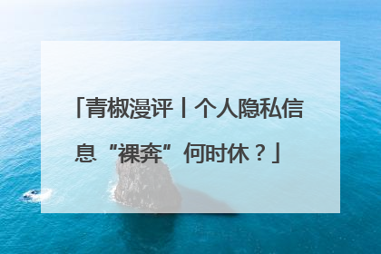 青椒漫评丨个人隐私信息“裸奔”何时休？