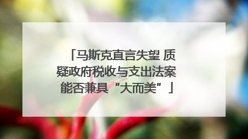 马斯克直言失望 质疑政府税收与支出法案能否兼具“大而美”